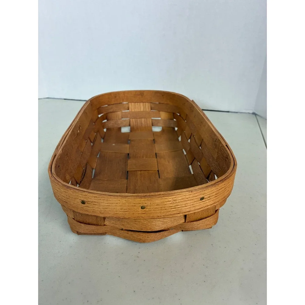 Peterboro Basket Co Handwoven Ash Wood Rectangular Storage Made in‎ USA Brass